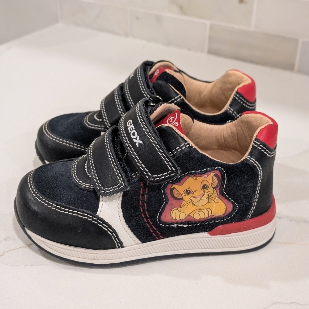 Geox Kids' Disney Black and Red Shoes with Lion King Simba Design